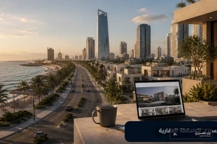 واجهة جدة البحرية وأحياء سكنية حديثة عند مقارنة مواقع العقارات