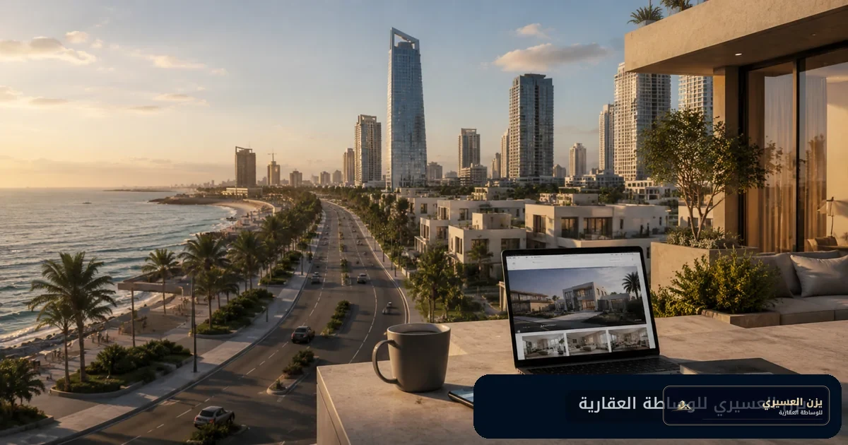 واجهة جدة البحرية وأحياء سكنية حديثة عند مقارنة مواقع العقارات