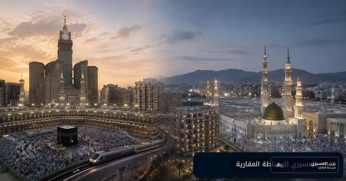 مشهد يحترم خصوصية مكة والمدينة ويظهر الضيافة والنقل والخدمات المحيطة